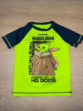 Jumping Beans Star Wars Grogu Neon Green Dry Fit Active Short Sleeve Shirt